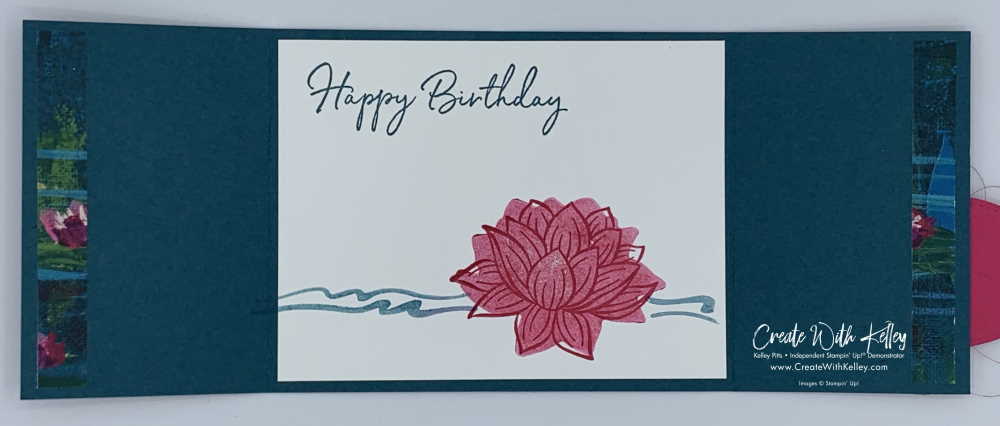 Inside of horizontal gatefold card featuring Lily Impressions Stampin' Up! Set